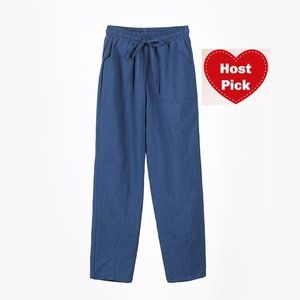 Light Summer Joggers for Men - Slim Fit - Pockets - Elastic & Draw Cord - Blue